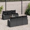vidaXL Tuinbankenset met opslag 7 pcs Zwart poly rattan