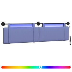 vidaXL Hangend hoofdbord Met LED-verlichting Jeans Blauw Stof