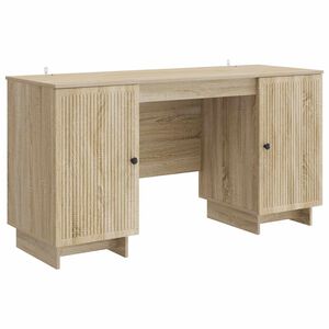 vidaXL Bureau Sonoma Eiken Bewerkt hout 142,5 x 50 x 75 cm
