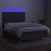 vidaXL Boxspring met matras en LED stof donkergrijs 140x190 cm