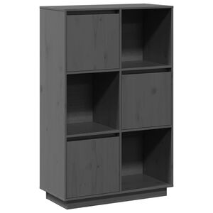 vidaXL Hoge kast 74x35x117 cm massief grenenhout grijs