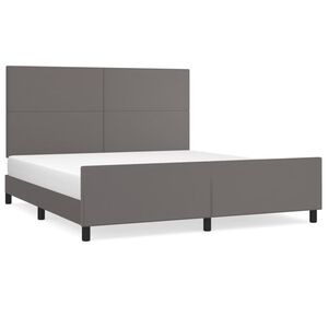 vidaXL Bedframe met hoofdbord kunstleer grijs 180x200 cm