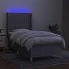 vidaXL Boxspring met matras en LED stof lichtgrijs 90x190 cm