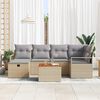 vidaXL Tuin Sofa Set met kussen met opslag 7 pcs Beige Poly riet
