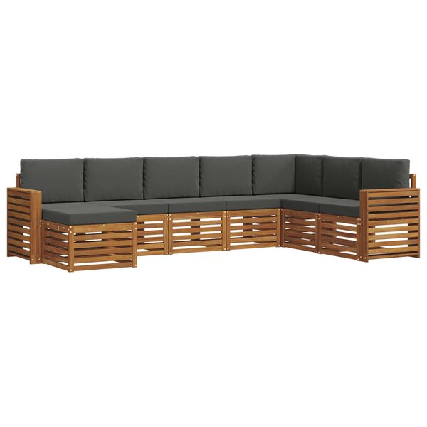 vidaXL Sofa-Sets 8 pcs Natuurlijk en Antraciet Massief Acaciahout