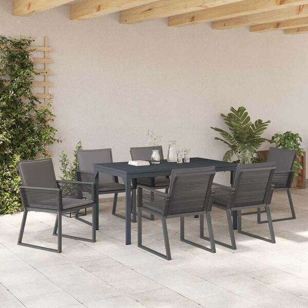 vidaXL Tuin eettafelset 7 pcs Antraciet poly rattan