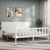 vidaXL Bedframe met hoofdbord massief hout wit