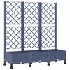 vidaXL Tuinplantbak met schutting en wielen Blauw Grijs PP
