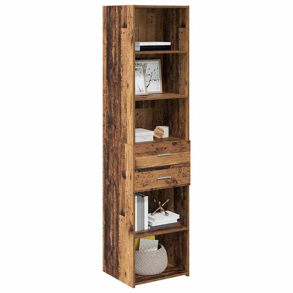 vidaXL Highboard met lade Oud Hout 45 x 42,5 x 185 cm Bewerkt hout