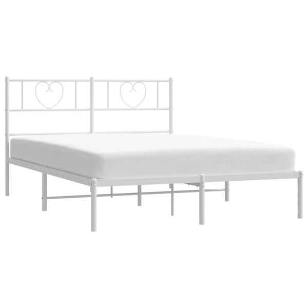 vidaXL Bedframe met hoofdbord metaal wit 140x200 cm