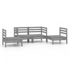 vidaXL 4-delige Loungeset massief grenenhout grijs
