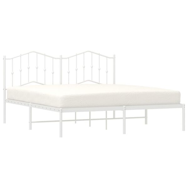 vidaXL Bedframe met hoofdbord metaal wit 183x213 cm