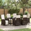 vidaXL Tuin eettafelset met kussen 7 pcs Bruin poly rattan