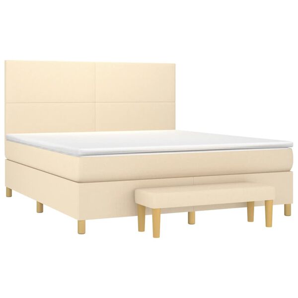 vidaXL Boxspring met matras stof cr&egrave;mekleurig 180x200 cm