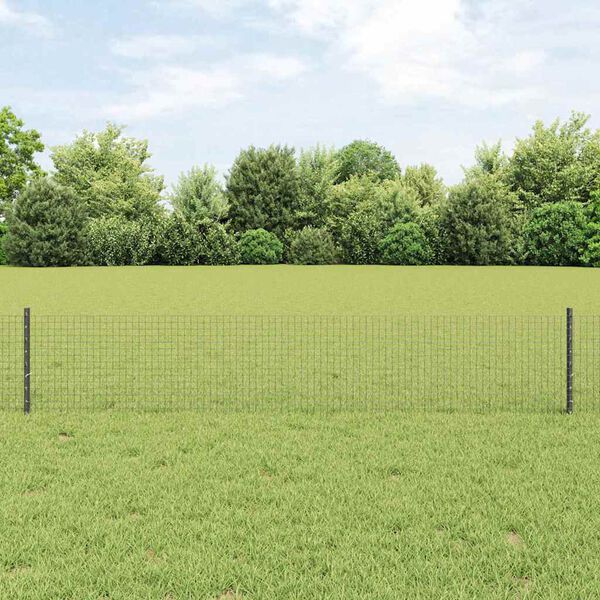 vidaXL Hek met Paal Grijs 0,4 x 25 m Staal en PVC