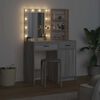 vidaXL Make-up tafel set met LED 2 pcs Grijs Sonoma Bewerkt hout