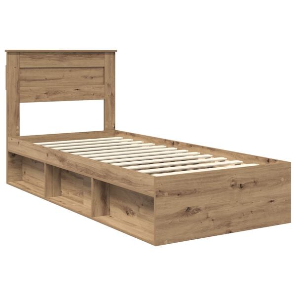 vidaXL Bedframe Ambachtelijk eiken 100 x 200 cm Massief grenenhout