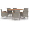 vidaXL 7-delige Tuinset met kussens poly rattan grijs