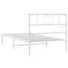 vidaXL Bedframe met hoofdbord zonder matras metaal wit 75x190 cm