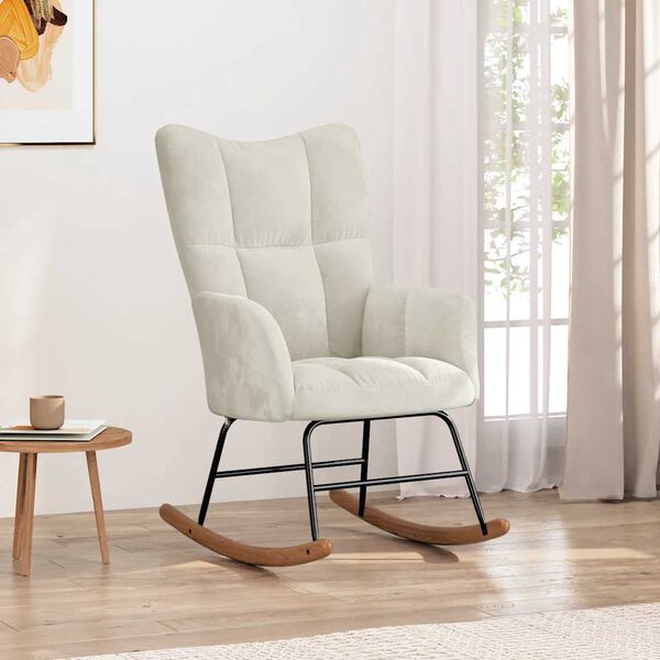 vidaXL Schommelstoel fluweel cr&egrave;mewit