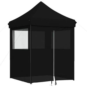 vidaXL Partytent inklapbaar pop-up met 4 zijwanden zwart