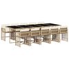 vidaXL 11-delige Tuinset met kussens poly rattan beige