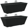 vidaXL Plantenbakken 2 st met haken poly rattan zwart