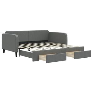 vidaXL Slaapbank onderschuifbed en lades 90x190 cm stof donkergrijs