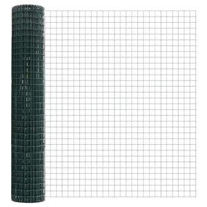vidaXL Euro-hek met palen 10 x 1,6 m PVC-Coated Staal Groen Mesh