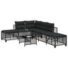 vidaXL 3-delige Loungeset met kussens poly rattan zwart