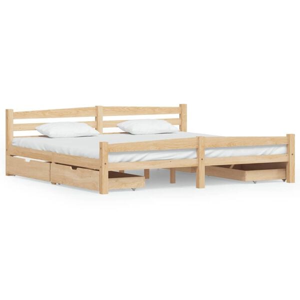 vidaXL Bedframe met 4 lades massief grenenhout 200x200 cm