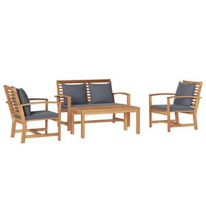 vidaXL Tuinbankenset 4 st Naturel Massief Teakhout