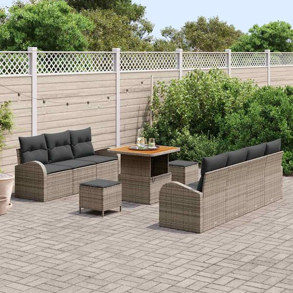 vidaXL Tuin Sofa Set met kussen met opslag met kussen 10 pcs Grijs
