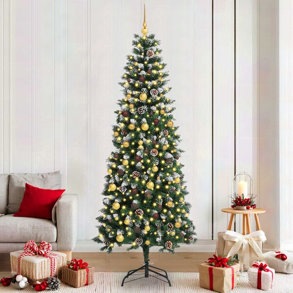 vidaXL Kunstkerstboom met 300 LED Groen 210 cm PVC en Plastic en Staal