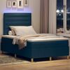 vidaXL LED Box Spring Bed met matras Blauw 120 x 190 cm Stof