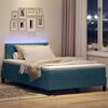 vidaXL LED Box Spring Bed met matras Donkerblauw 120 x 200 cm Fluweel