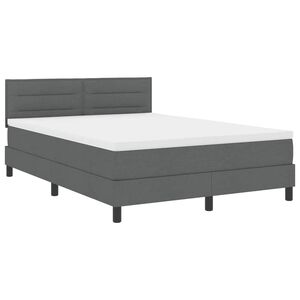 vidaXL Boxspring bed met matras met LED Donkergrijs 140 x 190 cm Stof