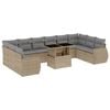 vidaXL 11-delige Tuinset met kussens poly rattan beige
