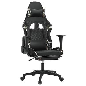 vidaXL Massage gamestoel met voetensteun kunstleer zwart en camouflage