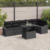 vidaXL Tuin Sofa Set 7 pcs Zwart poly rattan & Gepoedercoat staal
