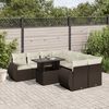 vidaXL 9-delige Loungeset met kussens poly rattan bruin