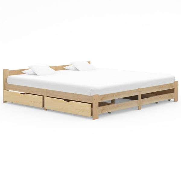 vidaXL Bedframe met 4 lades massief grenenhout 200x200 cm