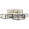 vidaXL 5-delige Loungeset met kussens poly rattan antracietkleurig