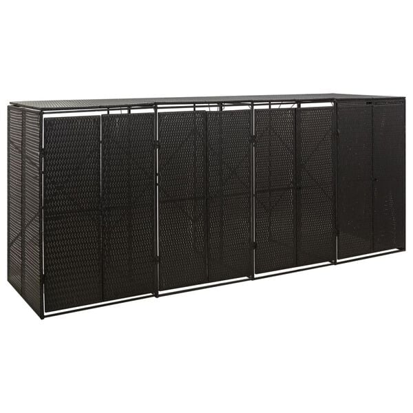 vidaXL Containerberging viervoudig 274x80x117 cm poly rattan zwart