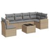 vidaXL 7-delige Loungeset met kussens poly rattan beige