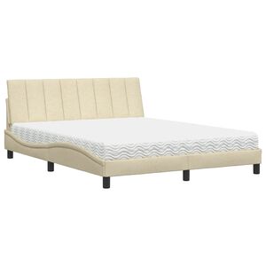 vidaXL Bed met matras "Hanko" stof cr&egrave;mekleurig 160x200 cm