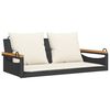 vidaXL Schommelbank met kussens 109x62x40 cm poly rattan zwart