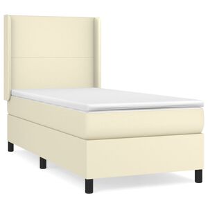 vidaXL Boxspring met matras kunstleer cr&egrave;mekleurig 100x200 cm