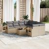 vidaXL 9-delige Loungeset met kussens poly rattan beige