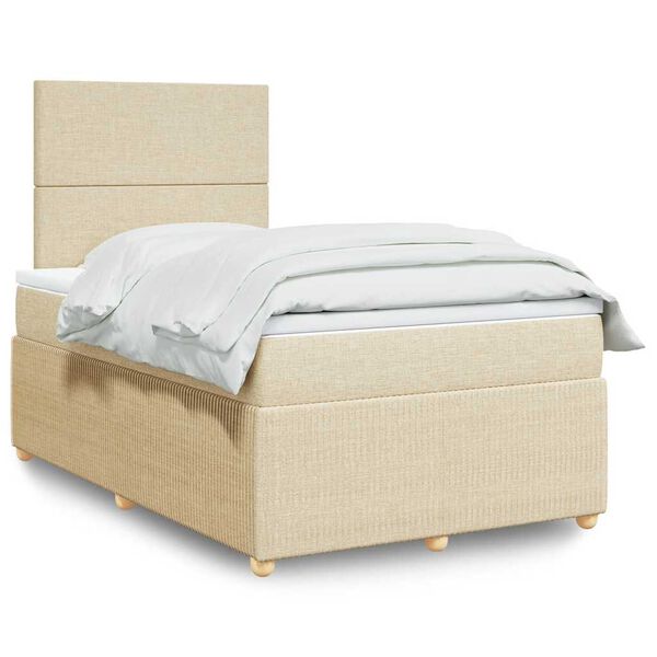 vidaXL Boxspring met matras stof cr&egrave;mekleurig 120x190 cm